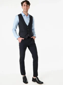 Y.T Jeans Gilet classico da uomo con bottoni - blu scuro