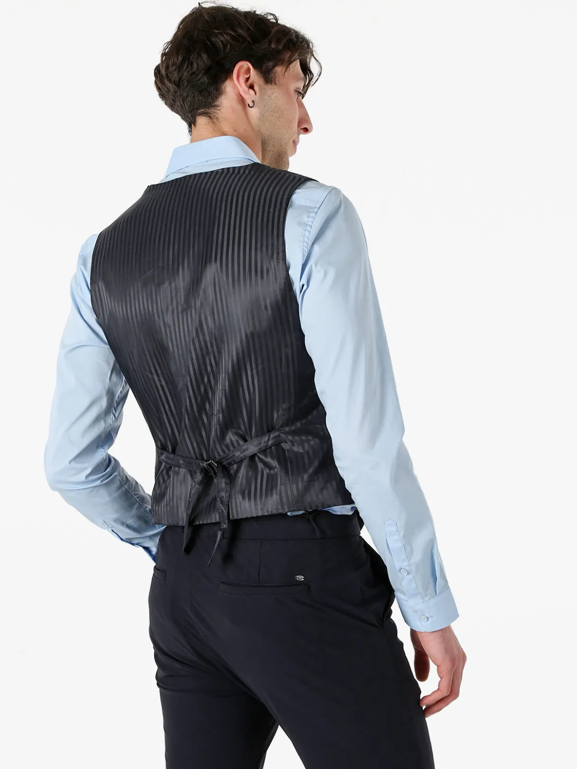 Y.T Jeans Gilet classico da uomo con bottoni - blu scuro